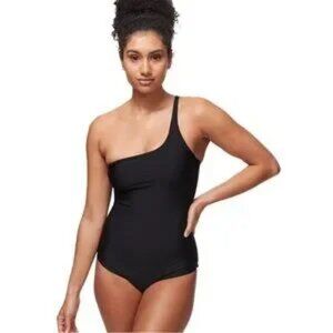 MIKOH Solano Elastic Band Detail One Shoulder One Piece in Night NWT siz…